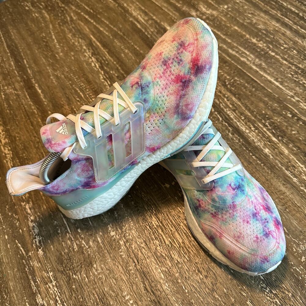 Adidas Ultraboost 21 Tie Dye Running Shoes Sneakers Purple Teal Women’s Size 10